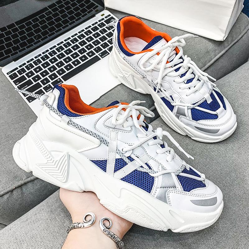 

2024 Новые повседневные кроссовки мужские сетчатые дышащие удобные толстые подошвы с увеличенным ростом корейская версия цветные мужские туфли 39