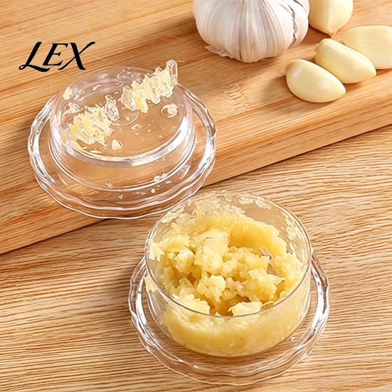 Hand Operated Garlic Press Mincer Tool, Multi-Purpose Manual Rotating Press, Bite-Teeth Crushing Clear Structure Masher, Transparent Easy To