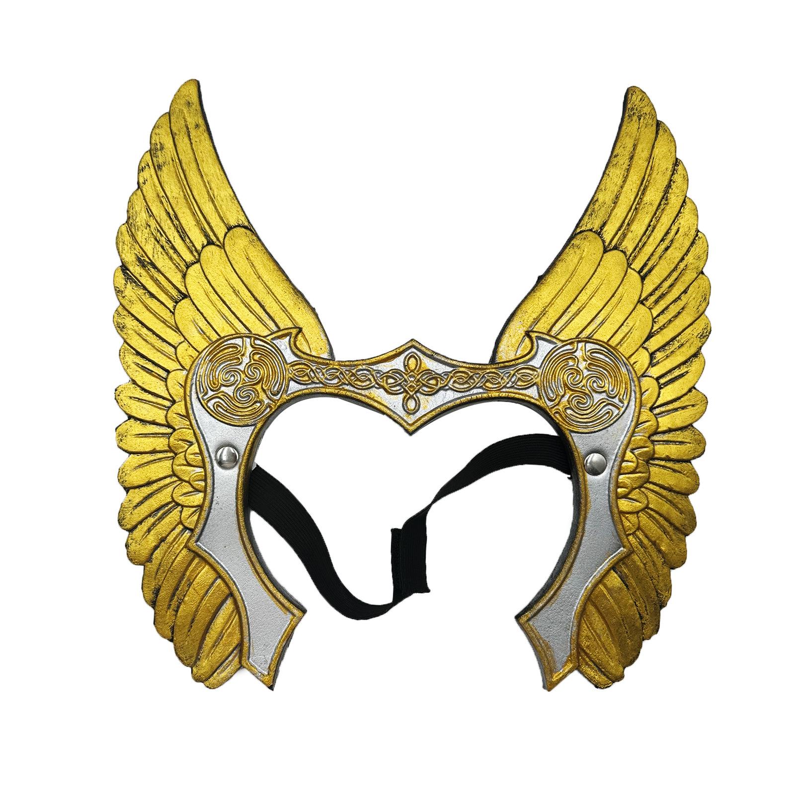 

Antique Angel Wing Crown Headband Medieval Warrior Headpiece Valkyrja Warriour Witch Helmet for Renaissance Cosplay Halloween One Size золотий