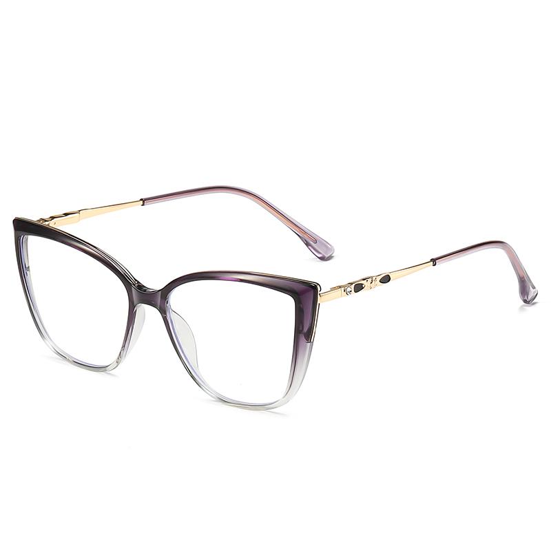 1.56 Aspheric Anti Blue Light Cat Eye Prescription Glasses With Degree Spring Leg Dioptric Glasses Women  0 -0.5 -0.75 To -6.0