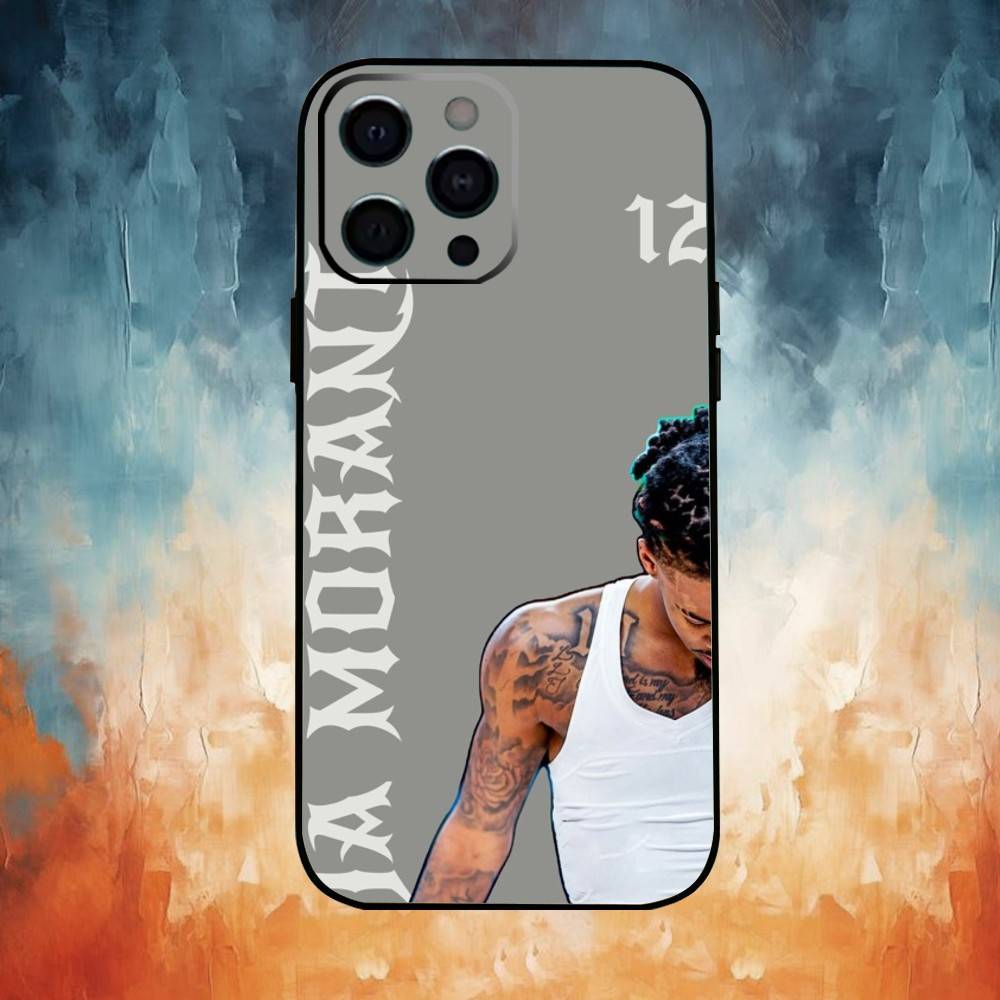 Custodia per Telefono Basketball J-Ja Morant 12 Per iPhone17,16,15,14,13,12,11 Plus,Pro Max Copertura Morbida Nera