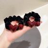 Retro Korean Style Velvet Hair Ties with Red Heart & Pearl Beads Elegant Ponytail Hair Ties for Women Daily Hair Accessories