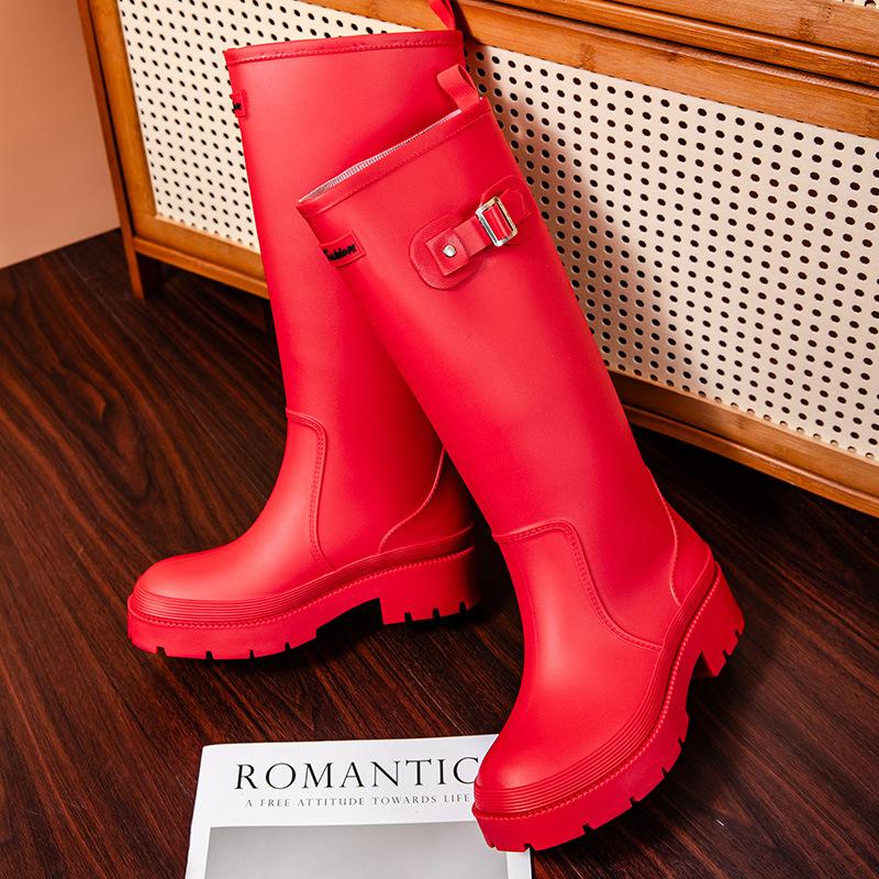 Women High-end Waterproof Rain Boots Women's Knee-length Fashion Rubber Rain Boots Girls' Shoes Rain Boots PVC Waterproof Shoes