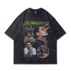 Hip Hop American Retro Short-Sleeved T-Shirt Washed Heavy Printing Beauty Tide Pure Cotton Vintage Men