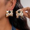 DIGADAGU Alloy Rhinestone Square Stud Earrings New Exaggerated Luxury Earrings Women Daily Zircon Accessories