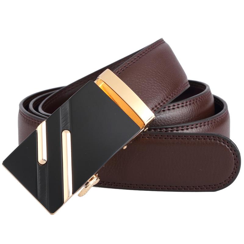 Men's Korean Style Double-Sided Genuine Leather Automatic Buckle Belt - Plus Size Waist Belt