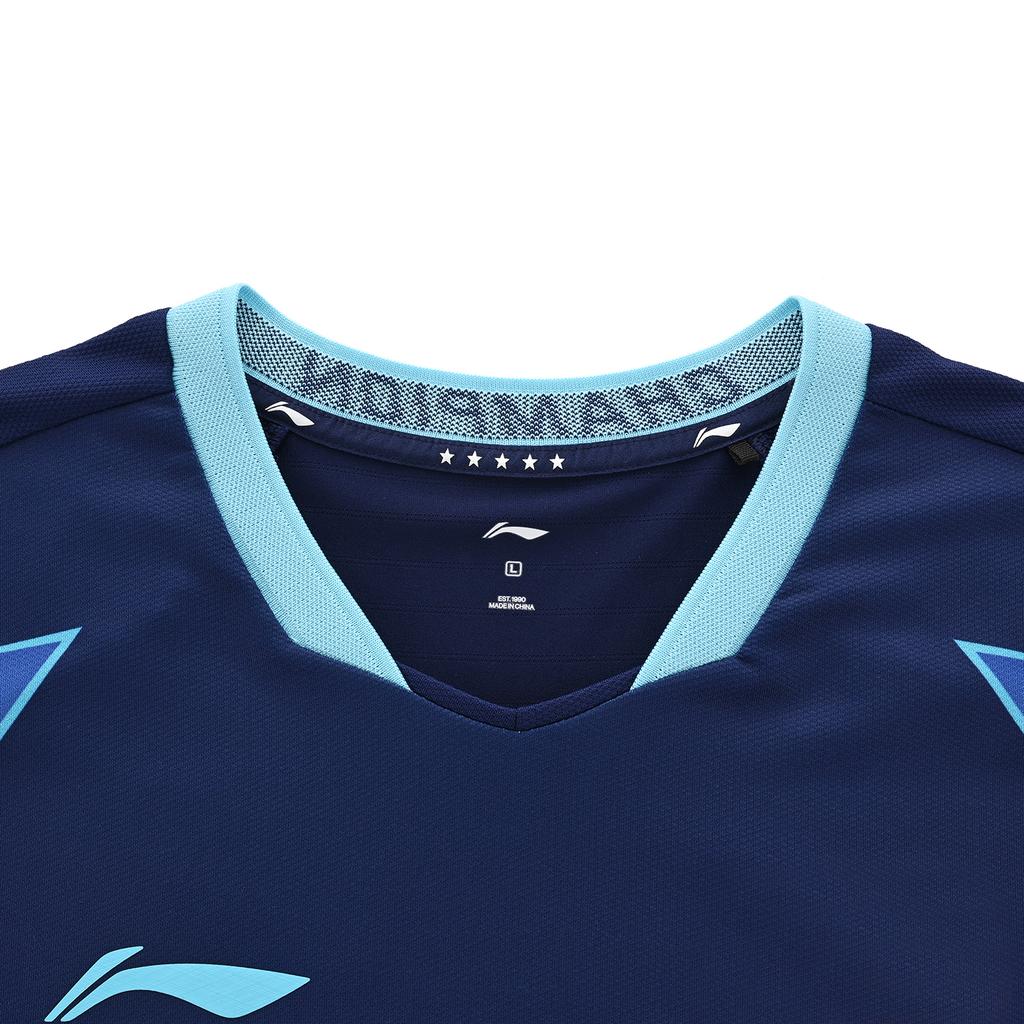 Li-Ning National Team Champion Series Five-Star Gradient Breathable Quick-Dry Competition Top Table Tennis Short Sleeve Men tops AAYW097-1