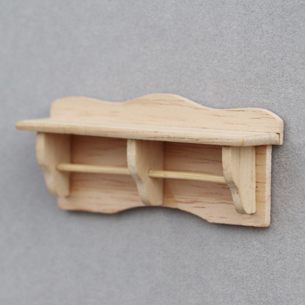 Wooden Dollhouse Storage Rack Miniature Storage Rack Dollhouse Wooden Hanging Cabinet Towel Rack Hanging Shelf