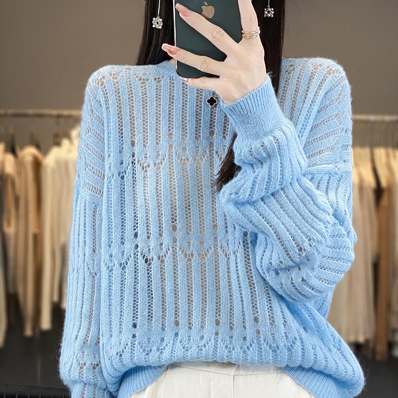 Empty Knitted Sweater Women'S Thin Sweater Autumn And Winter Clothing New Design Sense Niche Long-Sleeved Loose Coat Top
