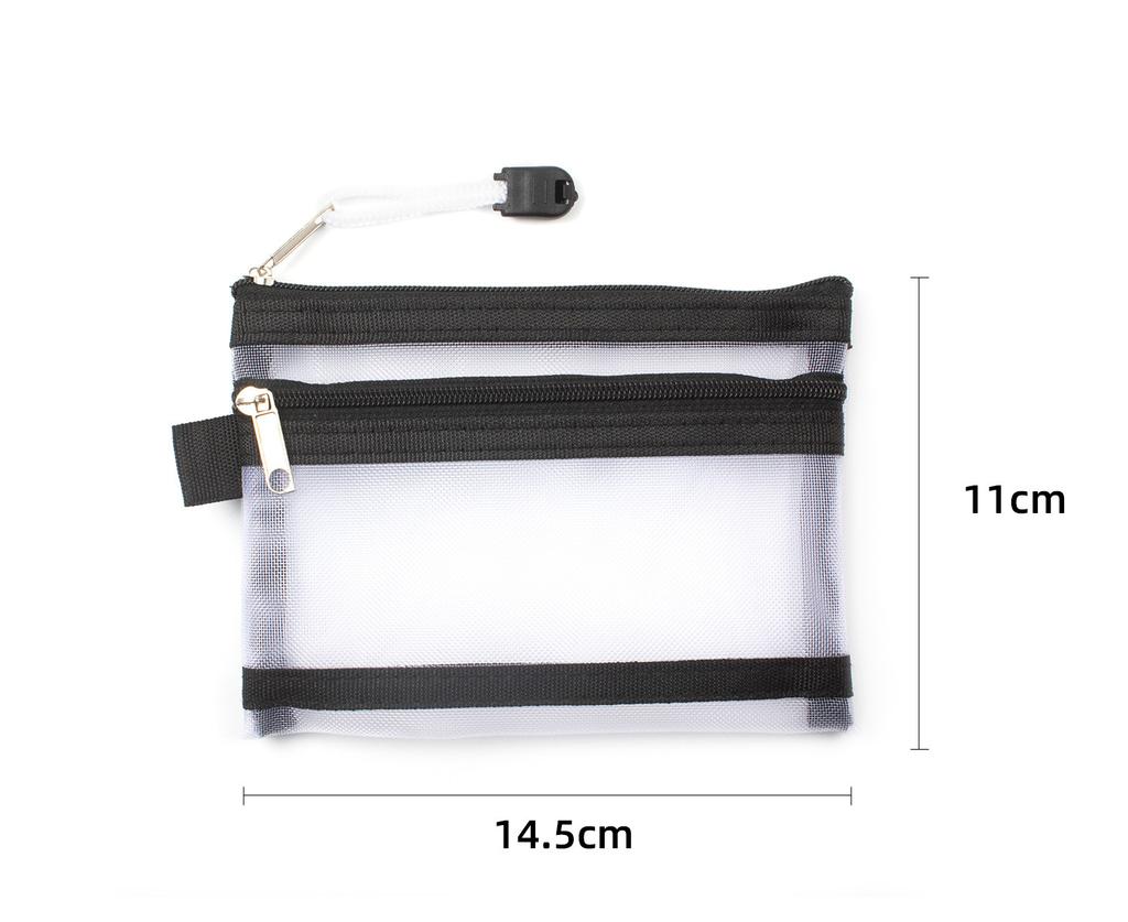 Double Layer Zipper Coin Bag Nylon Mesh Lipstick Key Earphone Organizer Holder Bus Bank ID Credit Cards Pouch Case Storage