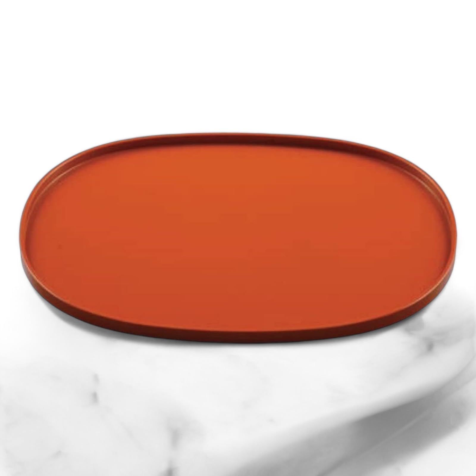 

Oval Tray Persimmon Lacquerware Made in Japan J-kitchens (42cm), Red, Non-Slip, (ABS Resin),