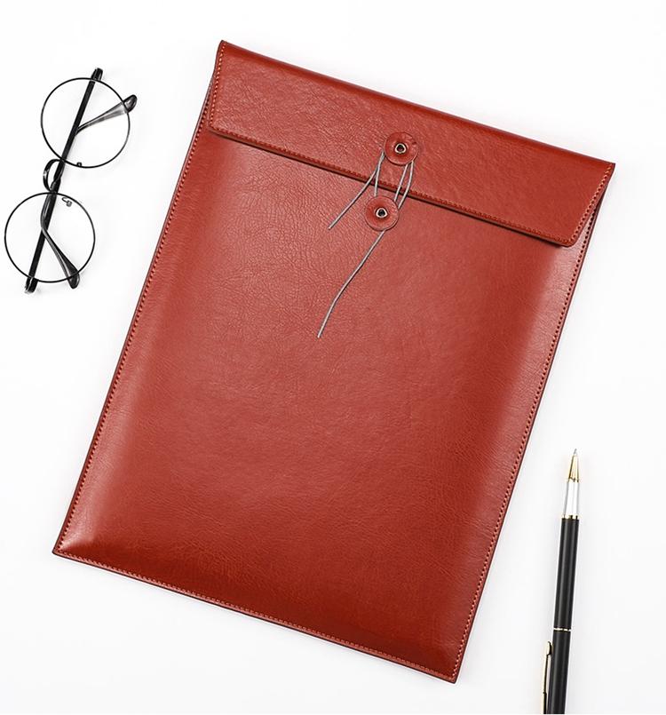 Large Capacity A4 File Storage Bag with Custom Logo Waterproof PU Leather Bidding Book Thickener Customized for Document Usage (Red,A4)