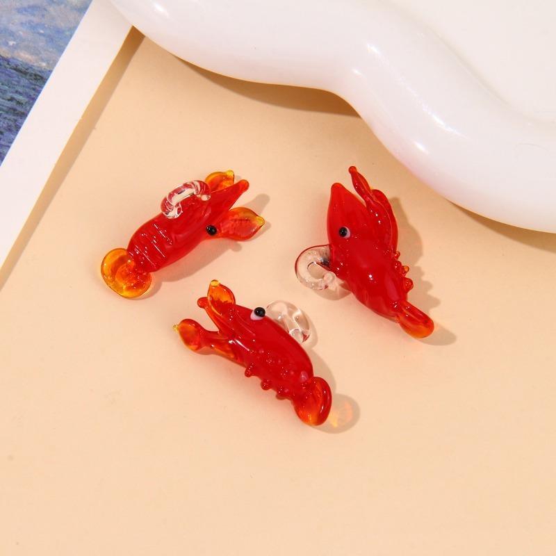 1PC Red Lobster Mini Figurine Pendant Cute Charms Crayfish Prawn Shrimp Tiny Statue Ornaments Aquarium Decor Supplies.