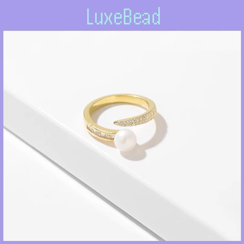 Sophisticated And Eyecatching Pearl Zircon Open Ring Perfect For Occasion Any