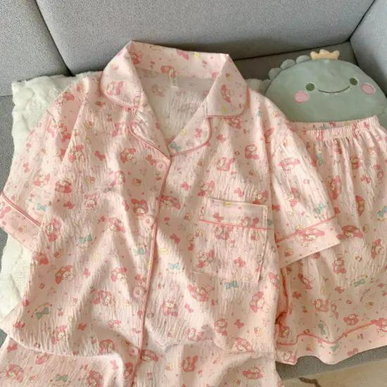 Nuovo Set Pigiama Estivo da Donna in Cotone Nuvola - Carino a Maniche Corte con Pantaloncini