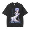 Neon Genesis Evangelion (EVA) Rei Ayanami Plug Suit Vintage Washed Oversized Black T-Shirt | Mecha Anime Fan Unisex Streetwear Tee