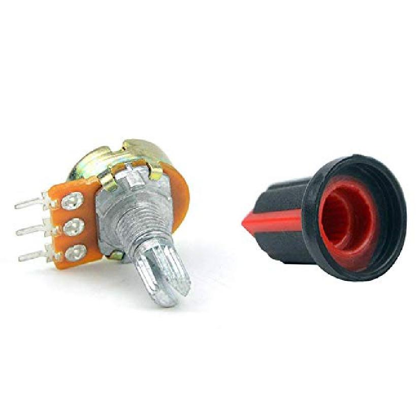 NOYITO B1K B2K B5K B10K B20K B50K B100K B500K B1M Ohm Knurled Shaft Linear Rotary Taper Potentiometer with Cap Kit (Pack of 9)