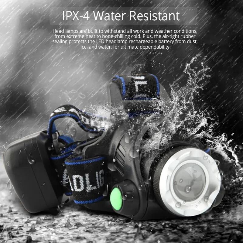 T6 Led Headlamp Sensor Head Flashlight 3 Modes Zoom Torch Waterproof Super Bright Camping Lantern Powered By 2x18650 Batteries
