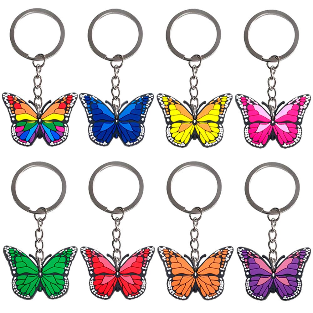 

8-Piece Butterfly Soft PVC Rubber Keychain Set - Graduation and Small Gift Pendants