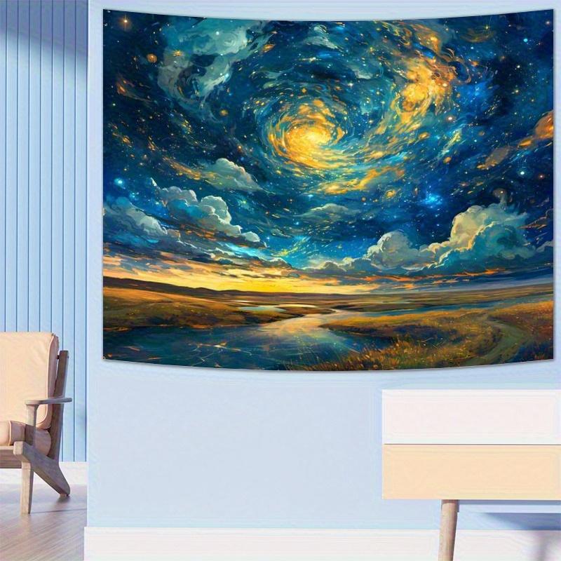 

Starry Night Tapestry Vibrant Wall Hanging with Galaxy and Landscape for Bedroom and Living Room Decor Perfect Gift 74x94cm(29x37in)