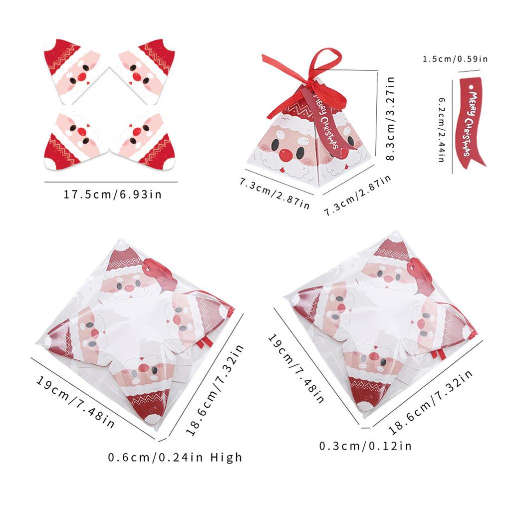 16 Pieces Christmas Candy Boxes Christmas Treat Gift Boxes Triangular Foldable Biscuits Boxes Christmas Candy Goody Container
