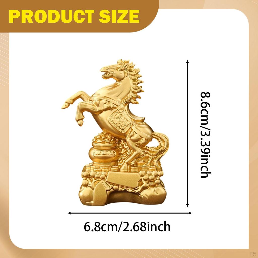 Chinese Horse Statue Desktop Ornament Feng Shui Decor Figurine for Bookshelf