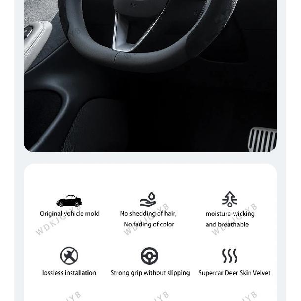 For Tesla New Launch Model Y Juniper 2025+ Suede Steering Wheel Cover All Season Universal Anti Slip Sports Steering Wheel Cover