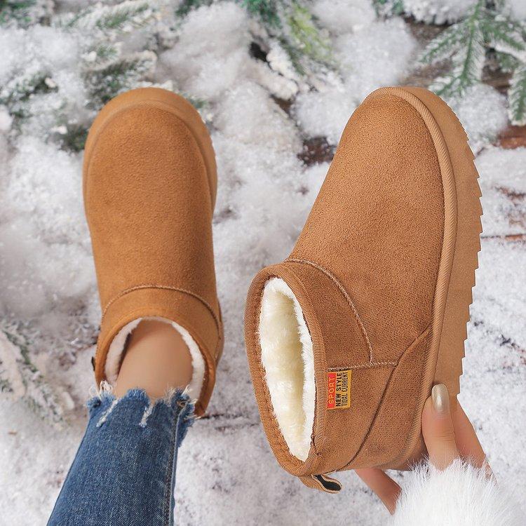 Women's plush lining-soft thick sole Ze height snow boots home and outdoor thickening warm lightweight comfortable cotton shoes