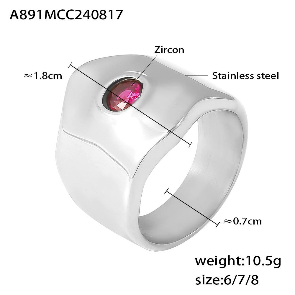Elegantní evropský a americký šik zirkonový prsten - Široký pásek, Leštěný, Exagerovaný design, Nerezová ocel, Neblednoucí 18k pozlacení.