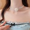 Two Layer Flower Pearl Necklace Jewelry Accessories Pearl Clavicle Chain  Girls Party