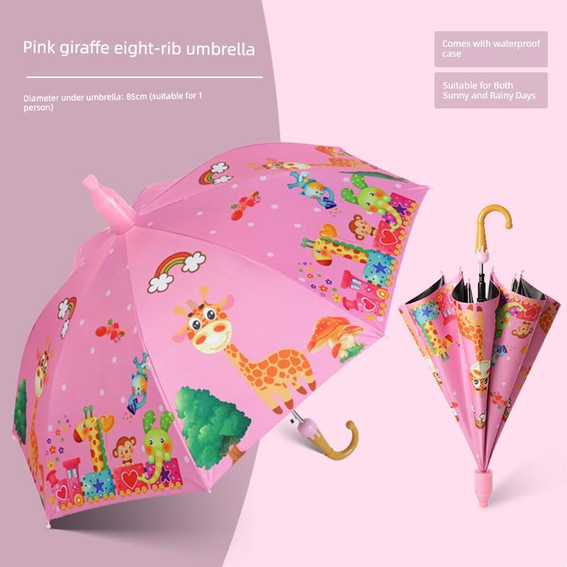 Children's Umbrella for Boys and Girls, Kindergarten and Primary School Students, Cartoon Black Plastic Sun Protection, Dual-Use for Sun and Rain