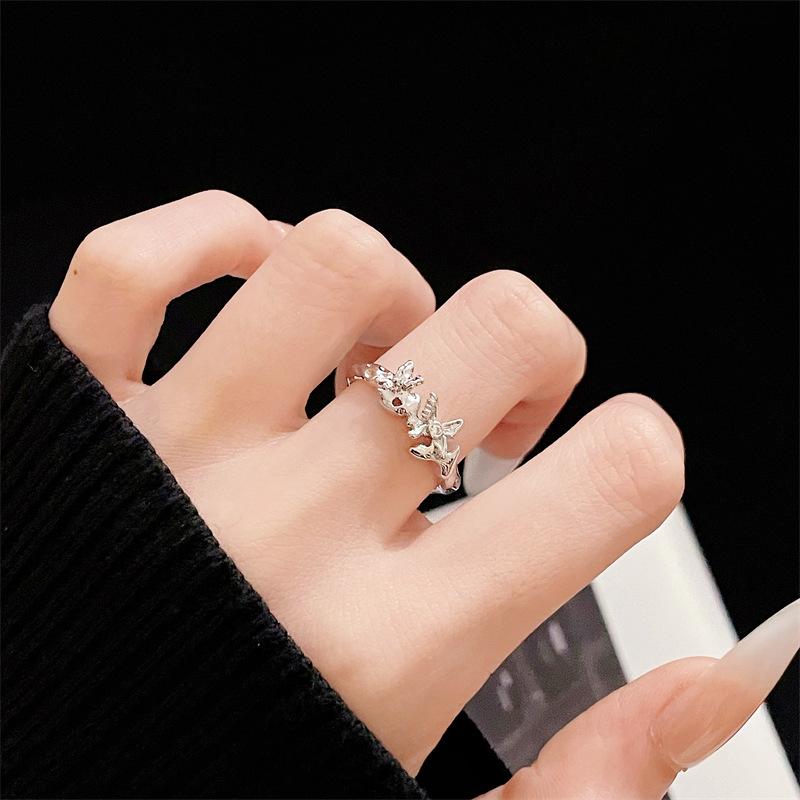 Light Luxury Butterfly Super Flash Zir*****Pen Ring Exquisite High Sense Fashion Elegant Personality Romantic Ring
