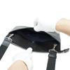 Inden Umhängetasche Sacoche Crossbody Hirschleder Schwarz x Schwarz Lack Libellenmuster [Indenya] 6614-01-008