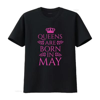 Las reinas nacen en mayo camiseta de cumpleaños regalo de niña reina para unisex camisetas de mujer vintage Lavado ropa de diseñador Casual