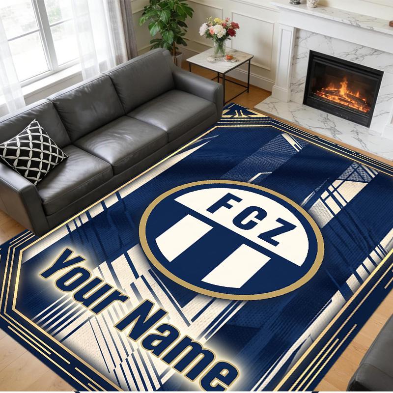 Crystal Velvet Rug Custom Name Text, Soft Non Slip Floor Mat Home DecorFC Zürich