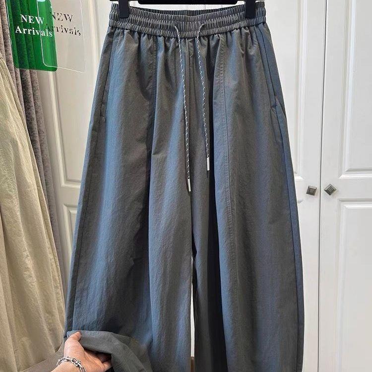 

Women s Spring Slimming Elastic Waist Drawstring Casual Balloon Pants L for 110-130 jin темно-серого