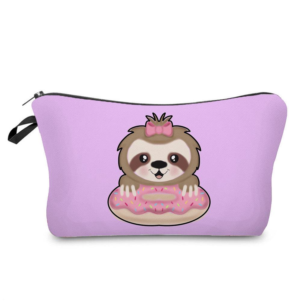 Women Sloth Print Cosmetic Bag Toiletries Organize Travel Storage Case 6403