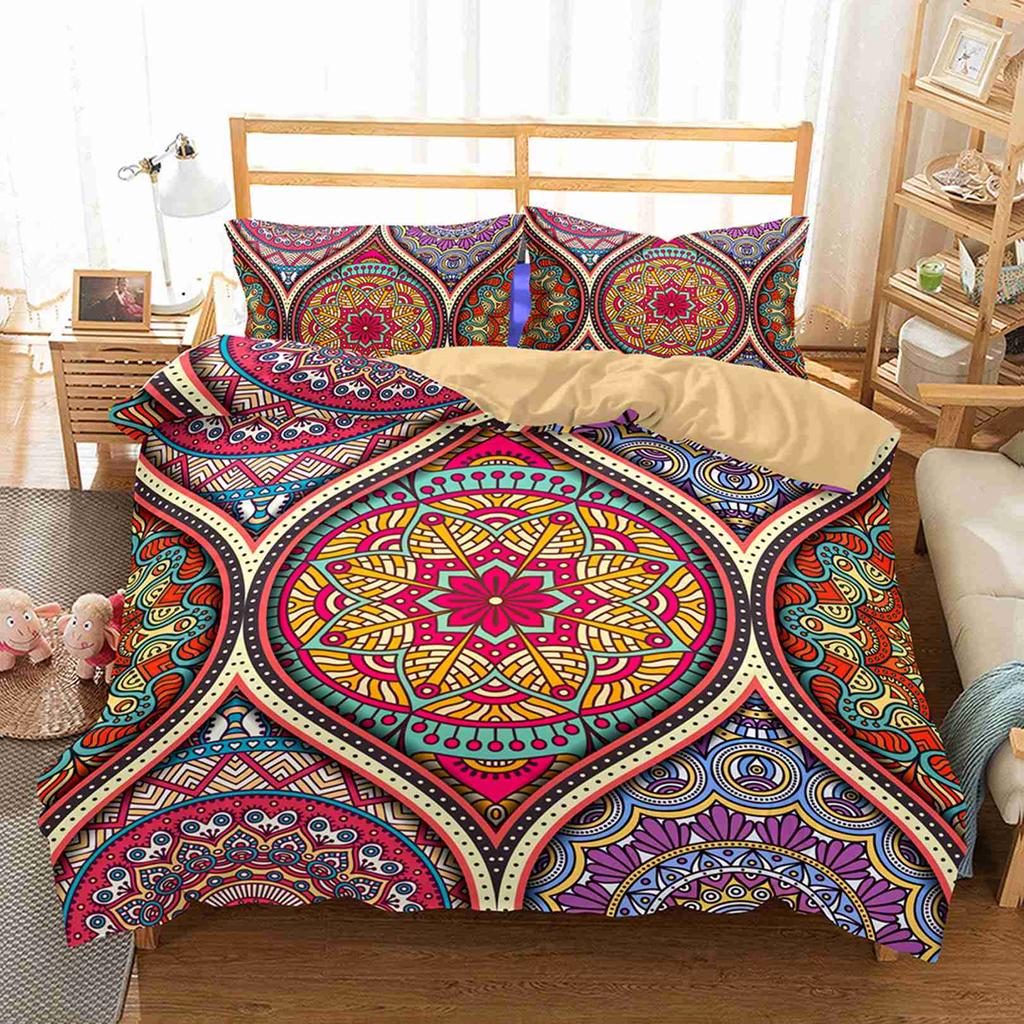 Bohemian Style Bedding Set Duvet Cover With Pillowcase King Size Comfortable Dedding A Bedroom Suitable For Placing A Large Bed