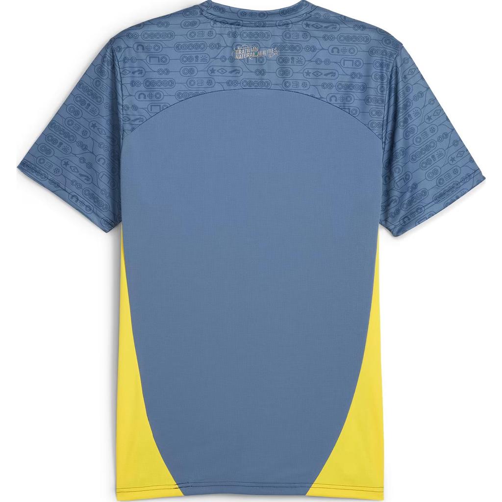 Puma X Neymar Jr FW24 BNA Logo Marki Outdoorowy Casualowy Sportowy Pulower z Okrągłym Dekoltem z Krótkim Rękawem Koszulka Piłkarska Męska Top Niebieski-Horyzont Pele-Żółty 659710-10