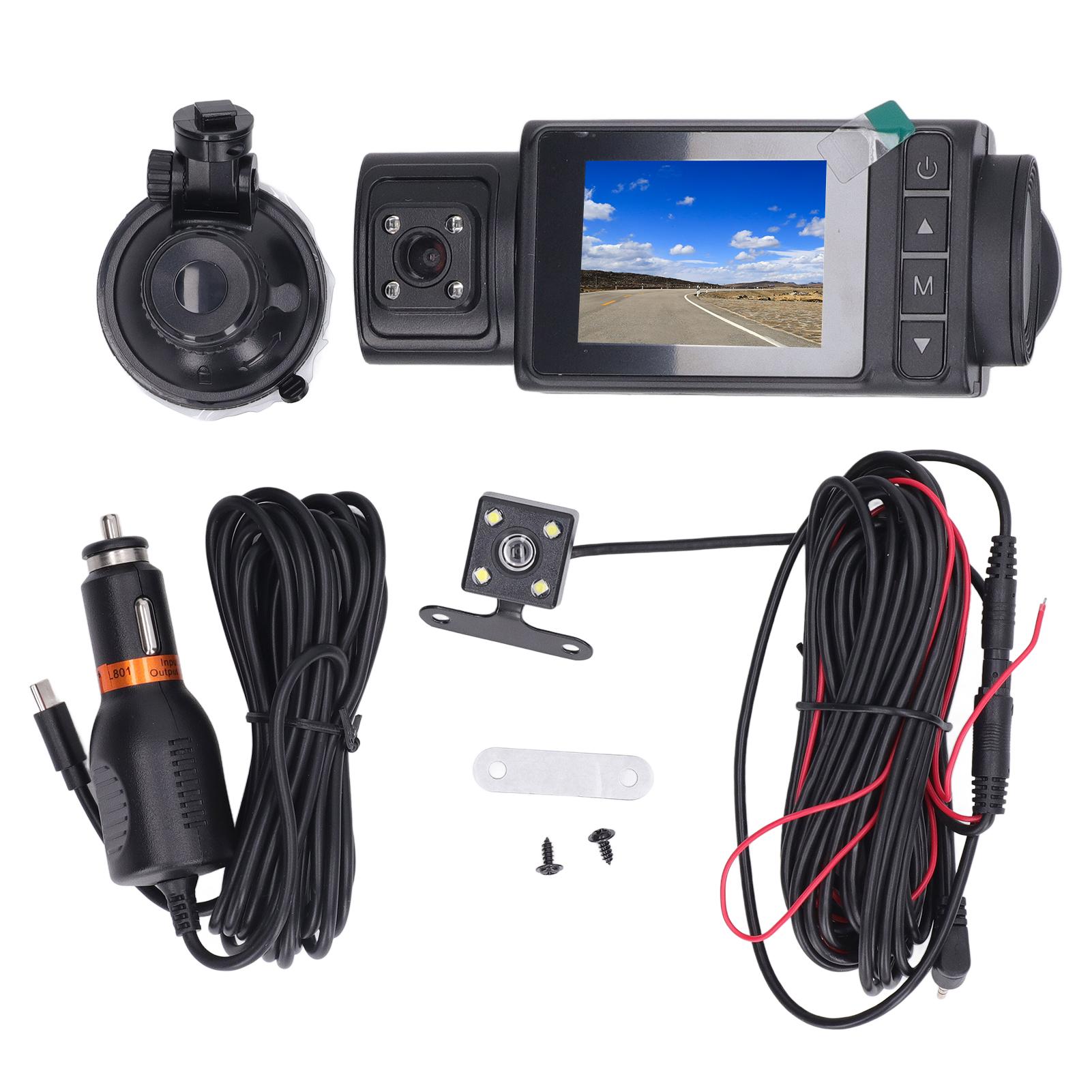 

Автомобильный видеорегистратор для автомобиля 2-дюймовый HD IPS экран 3 объектива вращающийся 1080P циклическая запись ночное видение видеорегистратор на приборную панель чёрный