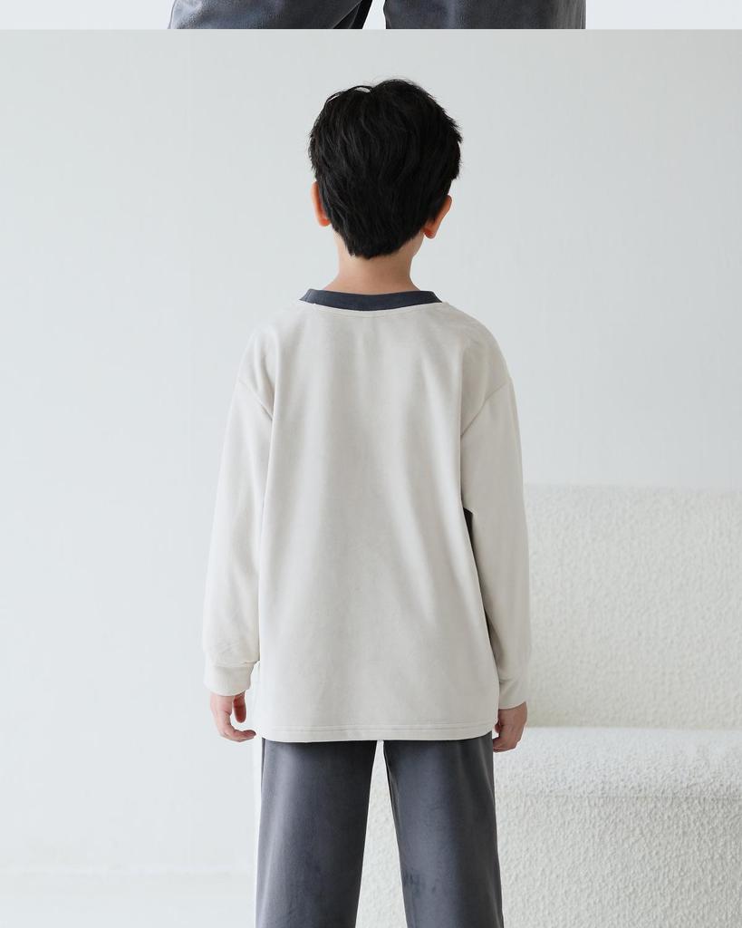 Lulu Niu Jungen Plüsch-Pyjama – Korallenfleece Homewear für die Frühlings-, Herbst- und Wintersaison