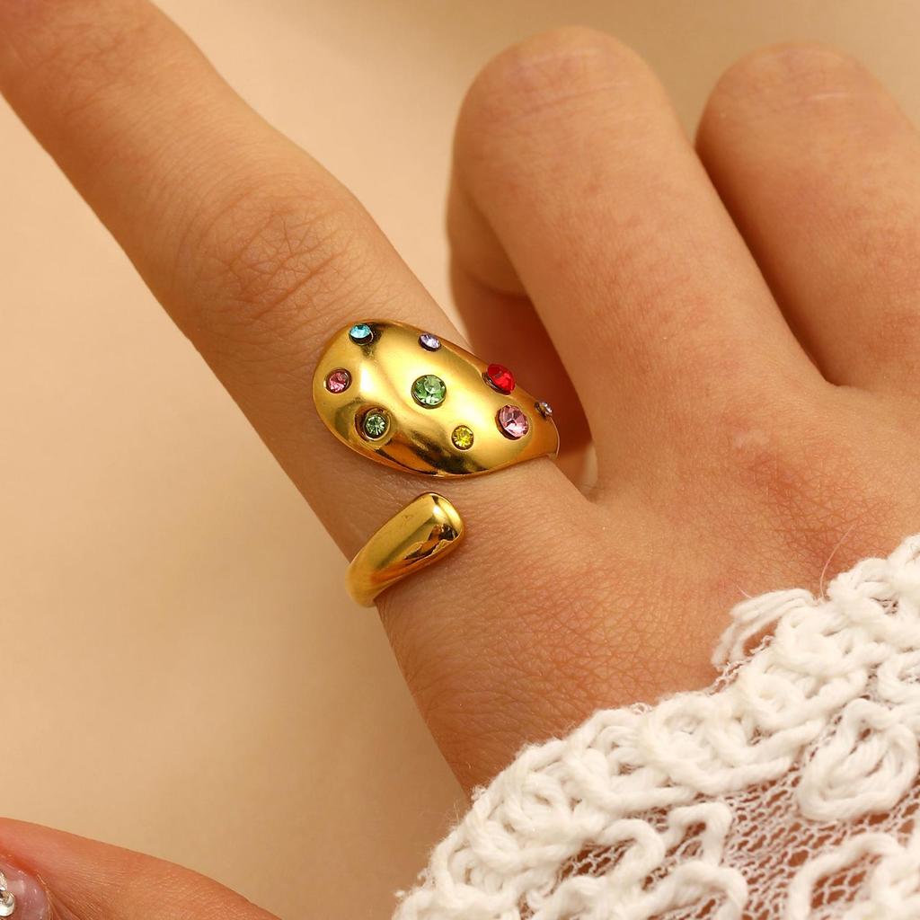 Vintage Turquoise Stainless Steel Open Finger Ring for Women