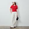 Women's Retro Cable Knit Linen Blend Polo Top