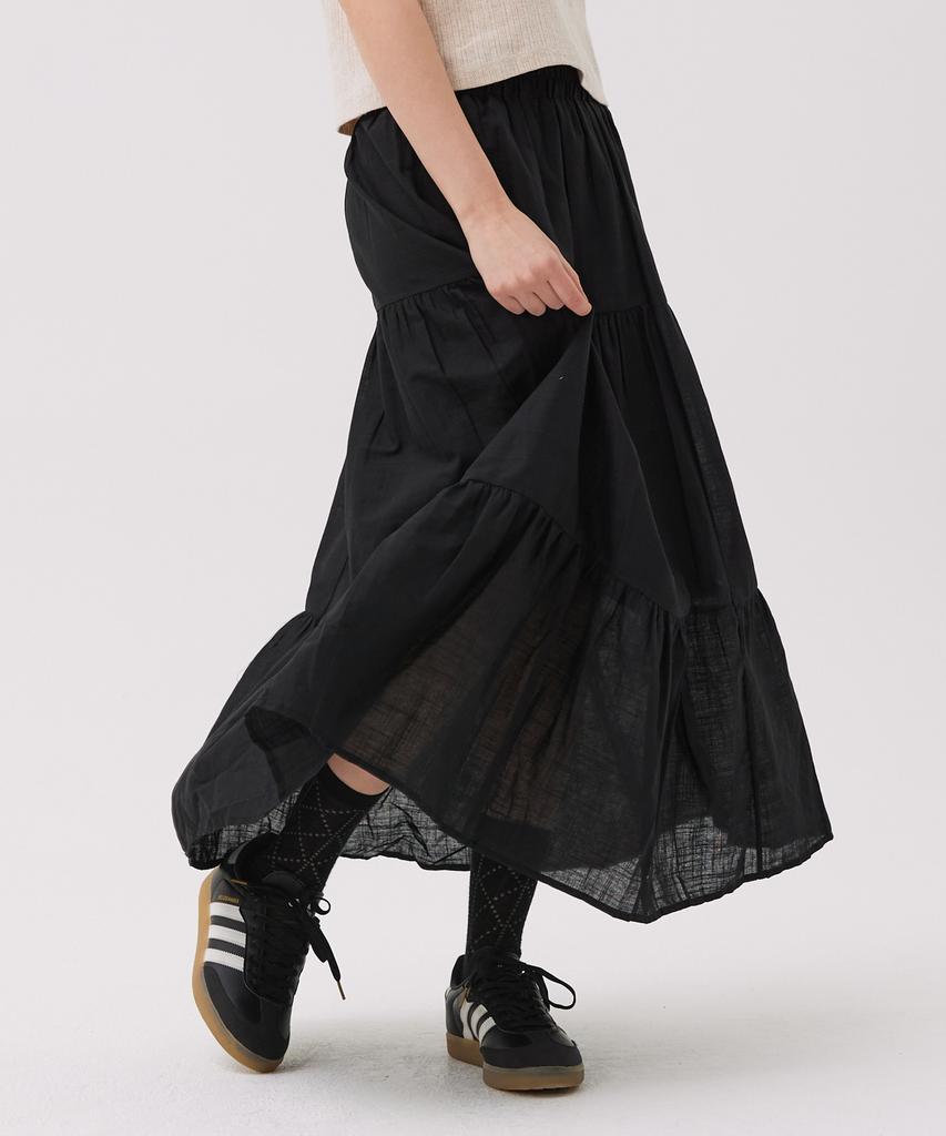 AWESOME STUDIO Cotton Tiered Long Skirt White
