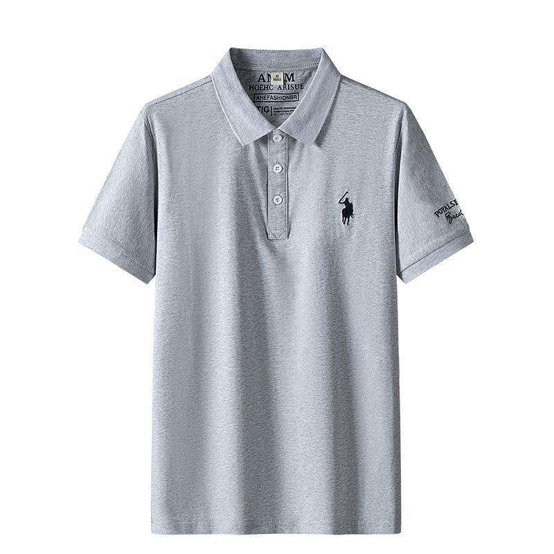 Tricou polo pentru bărbați, de vară, cu mânecă scurtă, brodat, lejer, cu dungi