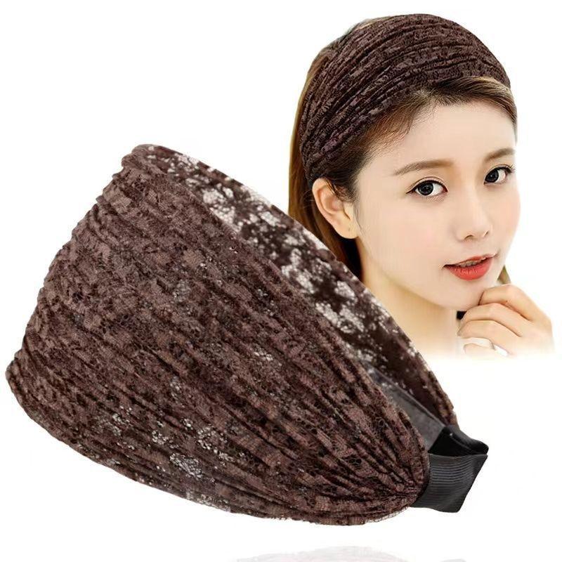 Non Slip Wide Lace Hair Band Hollow Elastic Mesh Hair Hoop Comfortable for Women Home Travel Hair Styling