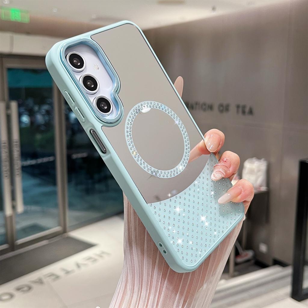 For Samsung Galaxy A36 5G/A56 5G Magnetic Case Mirror Surface TPU+PC Shockproof Phone Cover