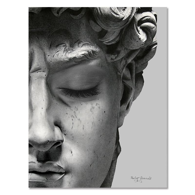 Retro Renaissance David Massivskulptur Leinwandgemälde Halbes Gesicht Porträt Druck Poster Kunstbilder für Zimmerwanddekoration