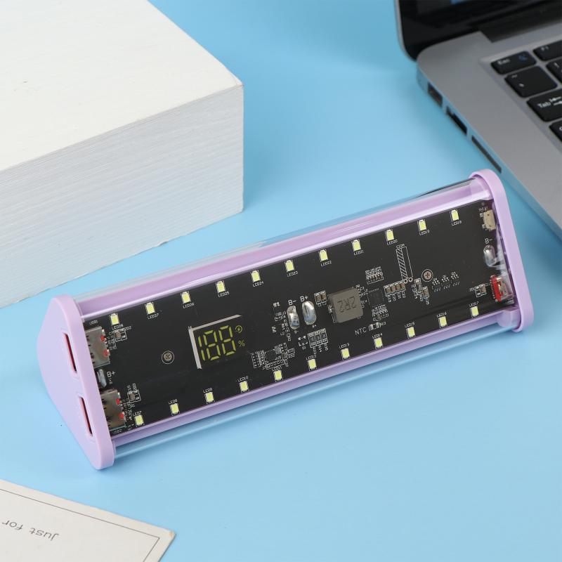 Diy 22.5W Battery Charger Power Bank Case Transparent Pd Quick Charging Case 18650 Battery Case With Led Light