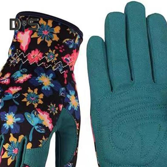 1 Pair Women Gardening Gloves Wear-resistant Thick Five Fingers Anti-slip Sweat-Absorbent Scratch Resistant No Stab Weeding Gloves Digging Planting